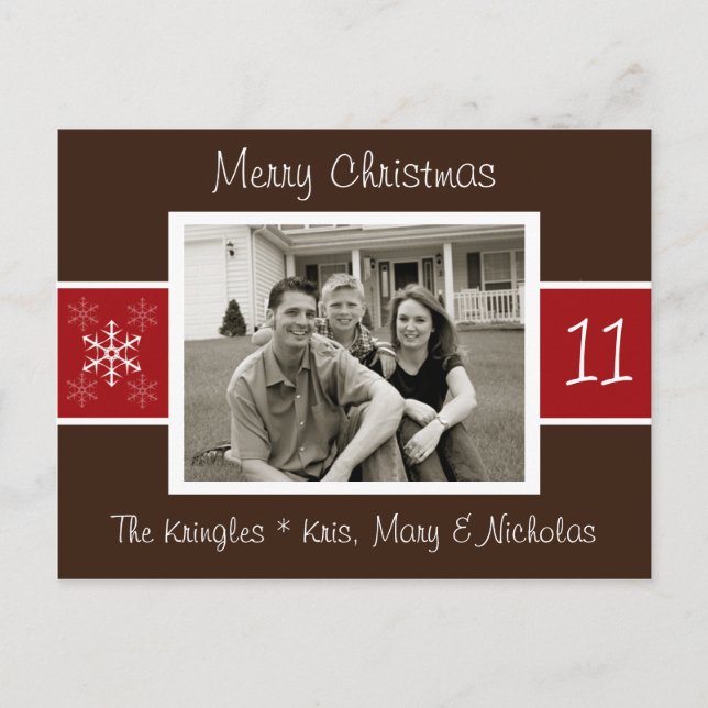 Tarjeta fotográfica de Navidad Snowflake (Anverso)