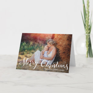Tarjeta fotográfica de navidad White Merry