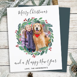 Tarjeta fotográfica de Navidad Wreath de la vegeta