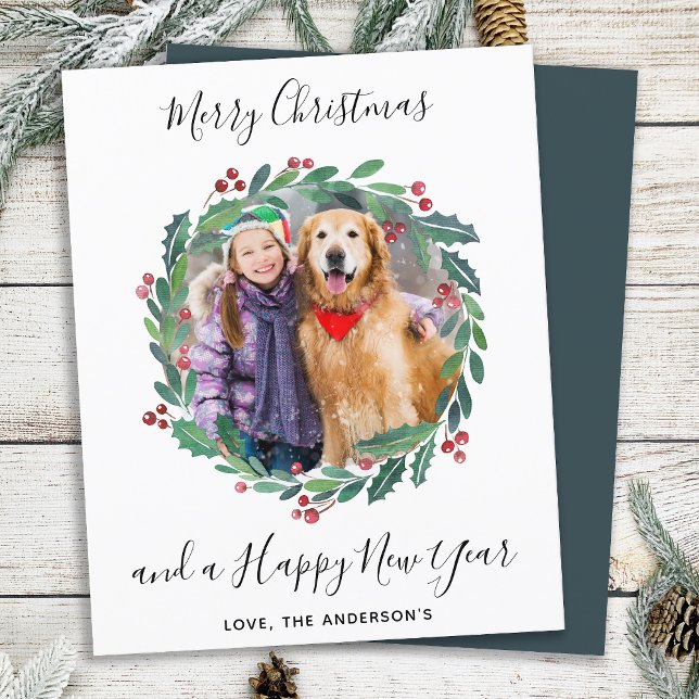 Tarjeta fotográfica de Navidad Wreath de la vegeta (Subido por el creador)