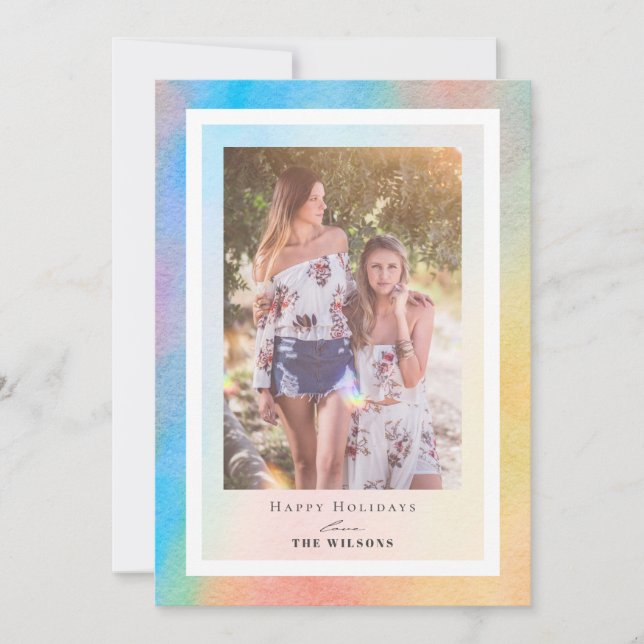 Tarjeta fotográfica de Navidades de gradiente arco (Anverso)