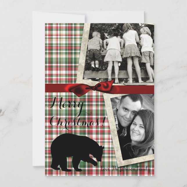 Tarjeta fotográfica de Navidades rojos XMAS 5x7 (Anverso)