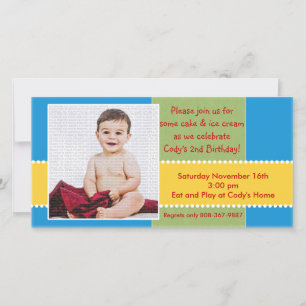 Tarjeta fotográfica de niño de cumpleaños amarillo
