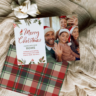 Tarjeta fotográfica de nueva dirección de navidad