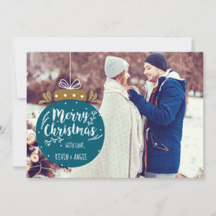 Tarjeta fotográfica de Ornamento de Feliz Navidad