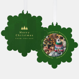 Tarjeta fotográfica de ornamento de papel verde