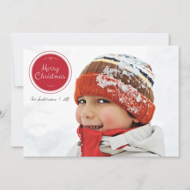 Tarjeta fotográfica de Ornamentos de Navidad Rojo  (Anverso)