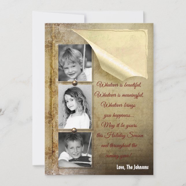 Tarjeta fotográfica de papel rota antigua XMAS par (Anverso)