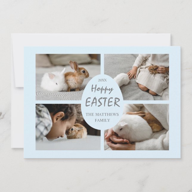 Tarjeta fotográfica de pascua de amapola. Fondo az (Anverso)