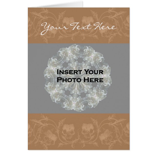 Tarjeta fotográfica de patrón floral de Sepia (Frente)