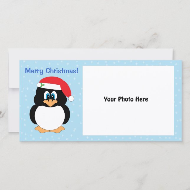Tarjeta fotográfica de penguin de navidad (Anverso)