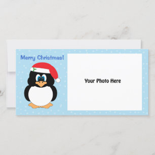 Tarjeta fotográfica de penguin de navidad