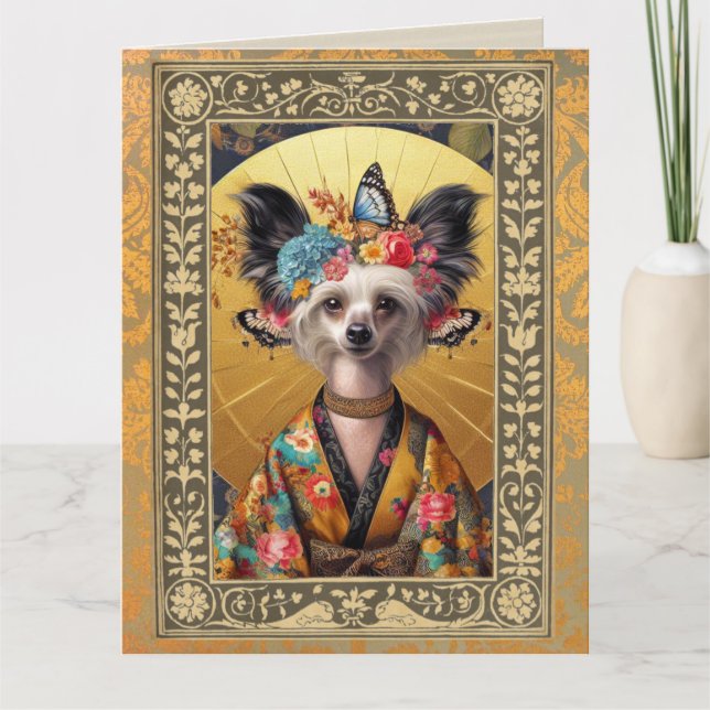 Tarjeta fotográfica de personalizable - Perro con  (Anverso)
