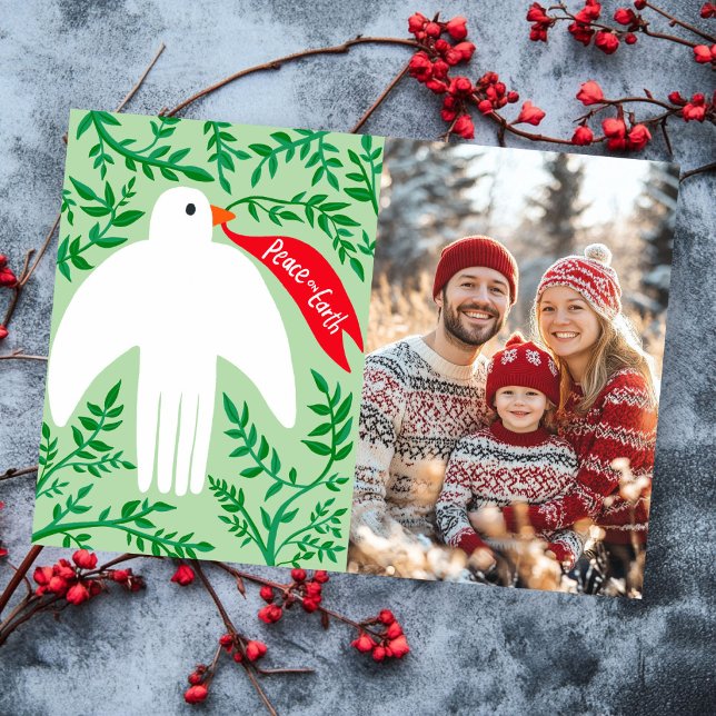 Tarjeta fotográfica de PERSONALIZADO de feriado de (Peace Dove Christmas Holiday CUSTOM PHOTO Card
)
