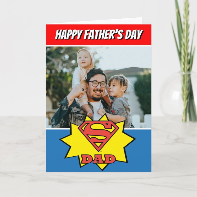 Tarjeta fotográfica de Personalizado de Super Dad (Anverso)