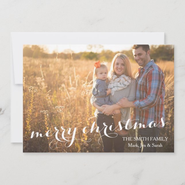 Tarjeta fotográfica de Personalizado navideño Merr (Anverso)