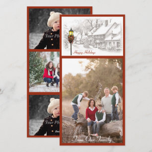 Tarjeta fotográfica de pueblo navideño vintage