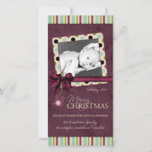 Tarjeta fotográfica de puntos de polka navideños m