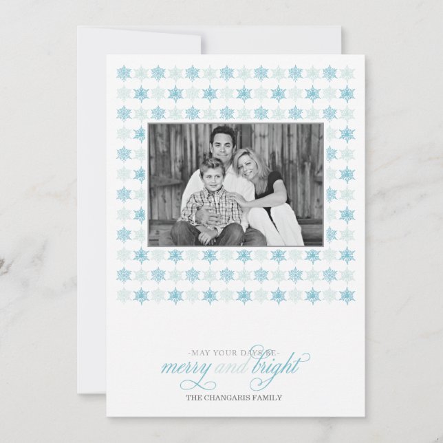 Tarjeta fotográfica de regalo azul retro (Anverso)