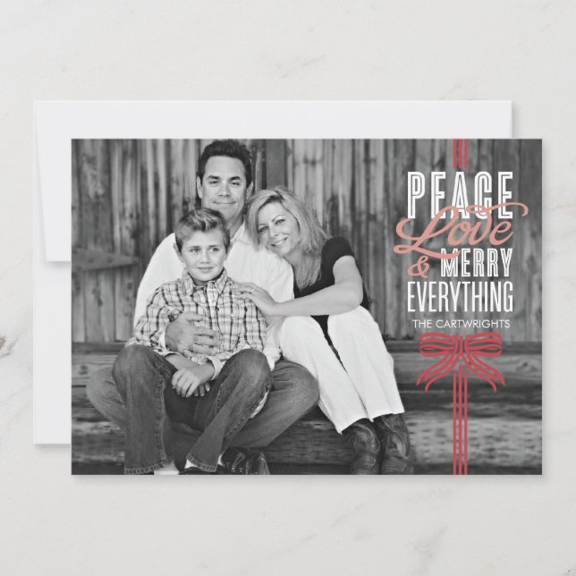 Tarjeta fotográfica de regalo de cinta roja envuel (Anverso)
