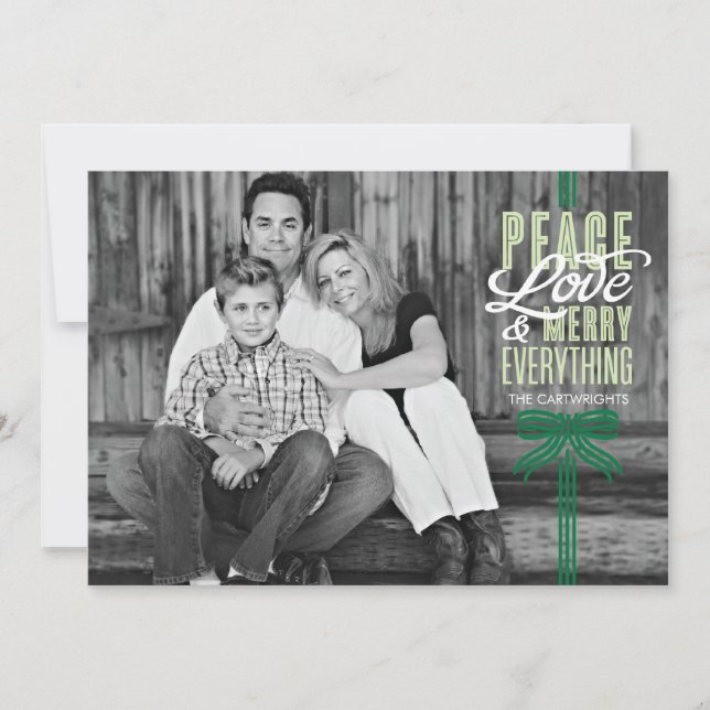 Tarjeta fotográfica de regalo verde envuelta en ci (Anverso)
