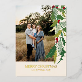 Tarjeta fotográfica de Relieve metalizado de navid