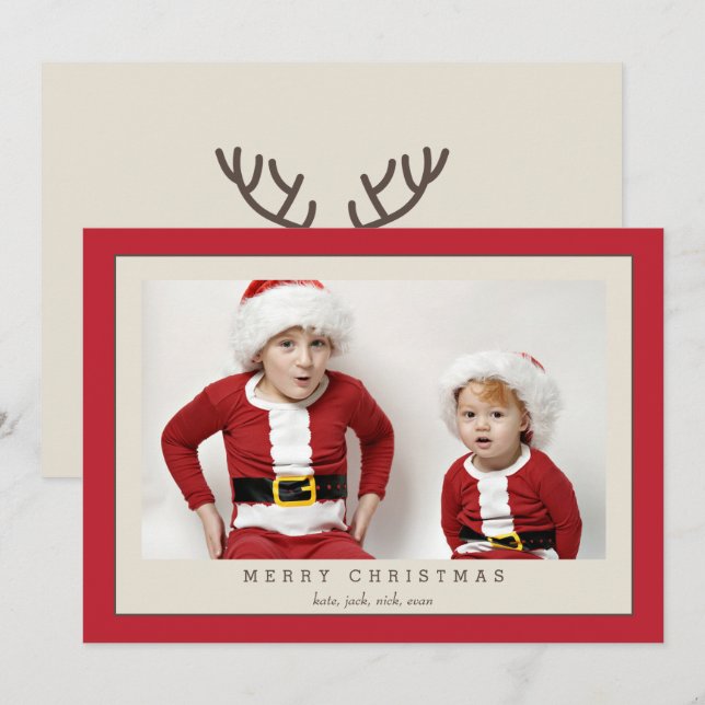 Tarjeta fotográfica de renos Rudolph para las vaca (Anverso / Reverso)