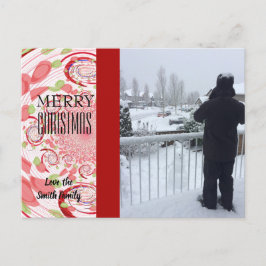 Tarjeta fotográfica de resumen rojo y verde