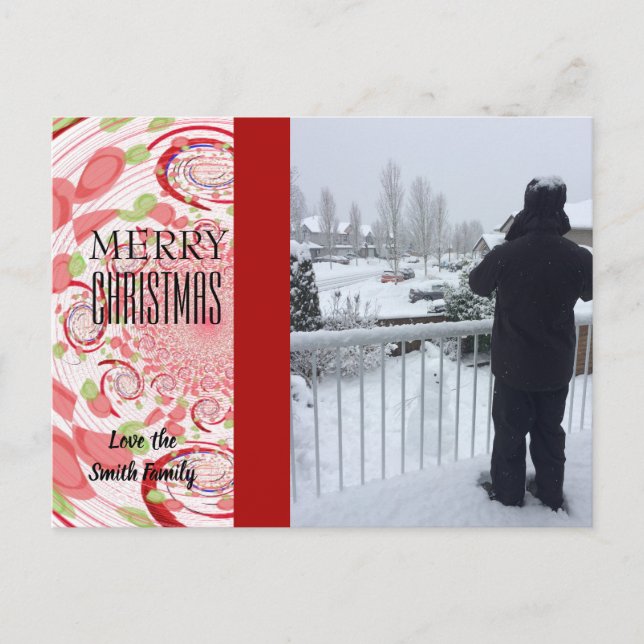 Tarjeta fotográfica de resumen rojo y verde (Anverso)