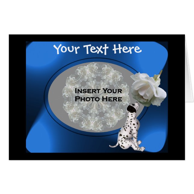 Tarjeta Fotográfica De Rosas Blancas Y Cachorro De (Anverso (Horizontal))