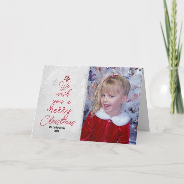 Tarjeta fotográfica de saludos de árbol de Navidad (Anverso)