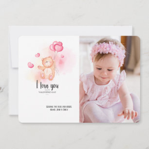 Tarjeta fotográfica de San Valentín para oso de pe