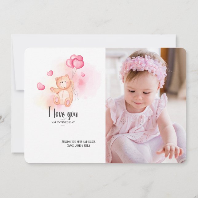 Tarjeta fotográfica de San Valentín para oso de pe (Anverso)