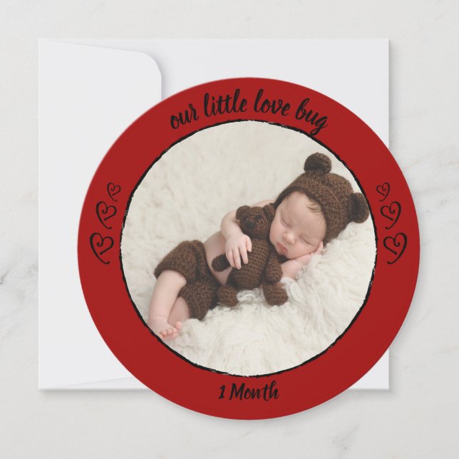 Tarjeta fotográfica de San Valentín rojo de amor B (Anverso)