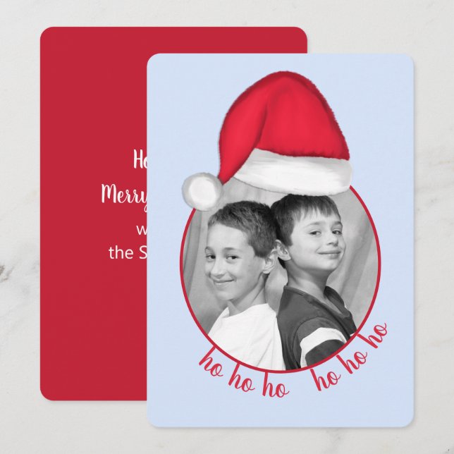Tarjeta fotográfica de Santa Hat (Anverso / Reverso)