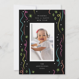 Tarjeta fotográfica de Streamers de Año Nuevo Fies