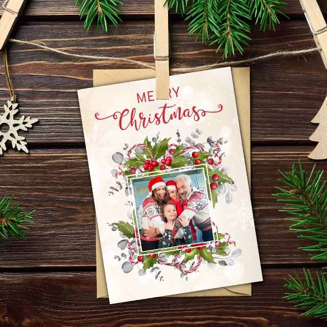 Tarjeta fotográfica de sucursal Holly para navidad (Subido por el creador)