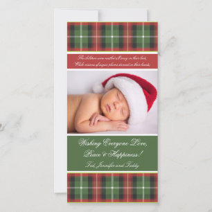 Tarjeta fotográfica de tarjeta de navidad - Plaid