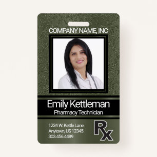 Tarjeta fotográfica de técnico de farmacia - Verde