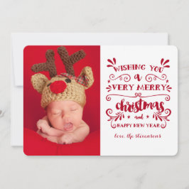 Tarjeta fotográfica de tipografía navideña muy mor