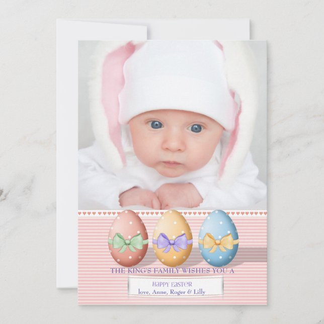 Tarjeta fotográfica de tres huevos de Pascua (Anverso)
