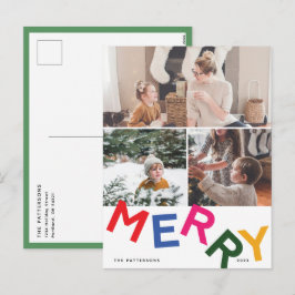 Tarjeta fotográfica de vacaciones con letras alegr