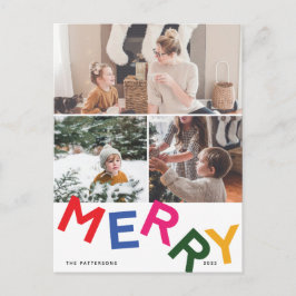 Tarjeta fotográfica de vacaciones con letras alegr