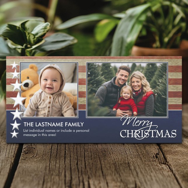 tarjeta fotográfica de vacaciones con un tema patr (Custom Photo Card)