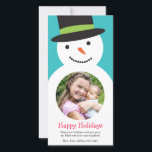 Tarjeta fotográfica de vacaciones cutáneo de Snowm<br><div class="desc">Aquí hay un lindo y moderno muñeco de nieve que sería perfecto para presentar fotos de niños.</div>
