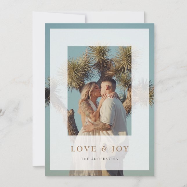 Tarjeta fotográfica de vacaciones de amor y alegrí (Anverso)