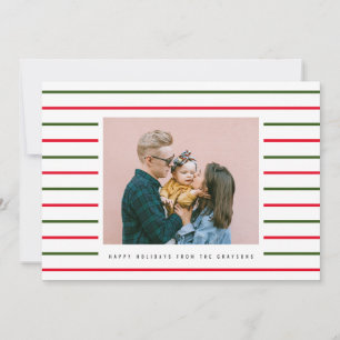 Tarjeta fotográfica de vacaciones de franjas rojas