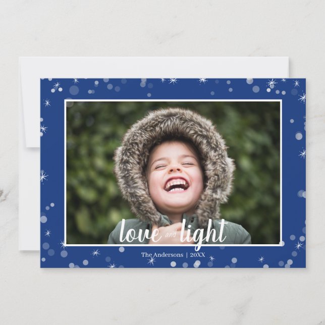 Tarjeta fotográfica de vacaciones de Hanukkah con  (Anverso)