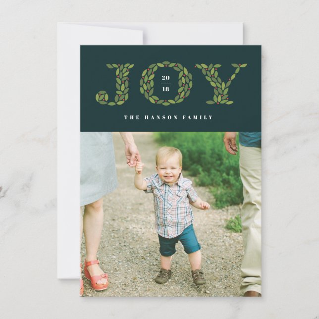 Tarjeta fotográfica de vacaciones de hojas y bayas (Anverso)