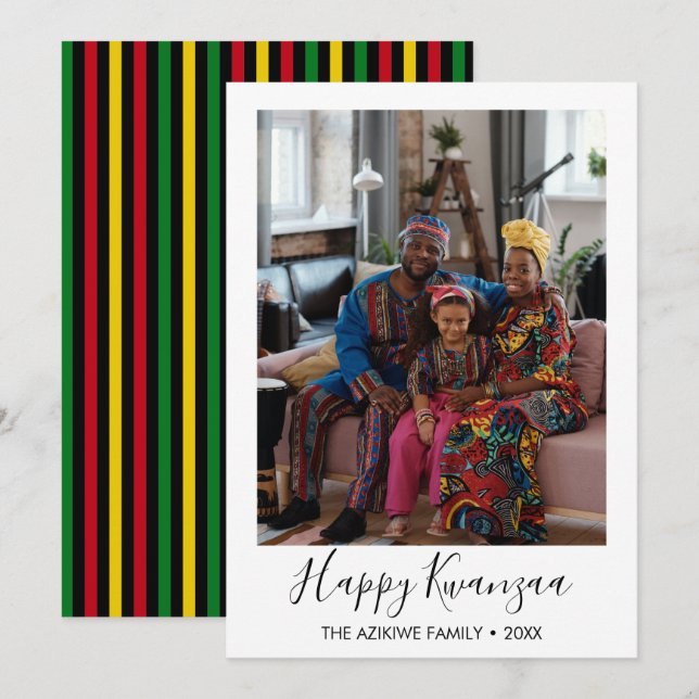 Tarjeta fotográfica de vacaciones de Kwanzaa (Anverso / Reverso)